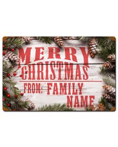 Merry Christmas From Family Personalized Sign, Seasonal, Personalized, 16 X 24 Inches