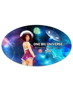 Pin Up Space Girl Meeting You, Pinup Girls, Oval, 24 X 14 Inches