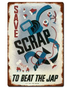 Save Scrap To Beat Jap Vintage, Military, Vintage, 16 X 24 Inches