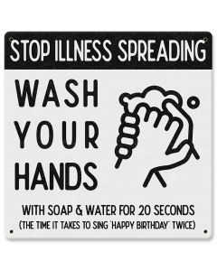 Stop Illness Wash Hands, Coronavirus, COVID-19, Vintage Metal Sign