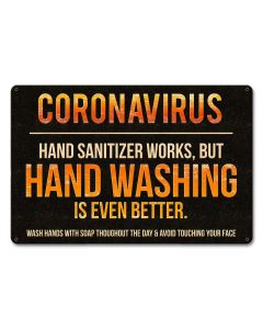 COVID-19, Coronavirus Hand Washing, Sanitizer, Metal Safety Sign