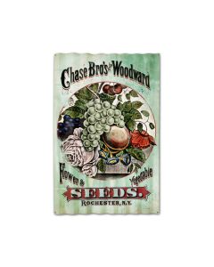 Chase Brothers Seeds Corrugated, Food and Drink, Corrugated Rustic Barn Wood Sign, 16 X 24 Inches