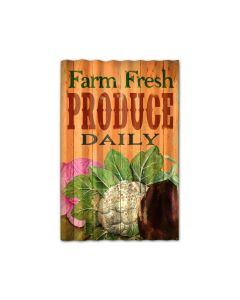 Farm Fresh Corrugated, Food and Drink, Corrugated Rustic Barn Wood Sign, 16 X 24 Inches