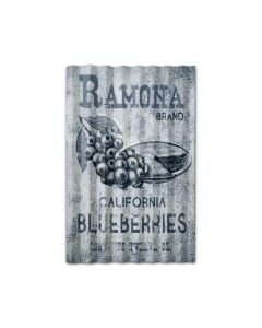 Ramona Blueberries Corrugated, Food and Drink, Corrugated Rustic Barn Wood Sign, 16 X 24 Inches