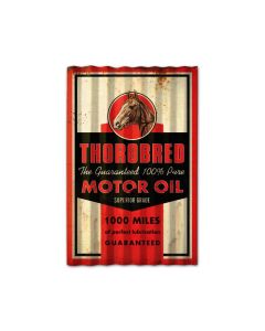Thorobred Motor Oil Corrugated, Automotive, Corrugated Rustic Barn Wood Sign, 16 X 24 Inches