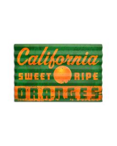 California Oranges, Food and Drink, Corrugated Rustic Barn Wood Sign, 24 X 16 Inches