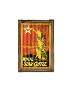 White Star Coffee Corrugated Framed, Food and Drink, Corrugated Rustic Barn Wood Sign, 16 X 24 Inches