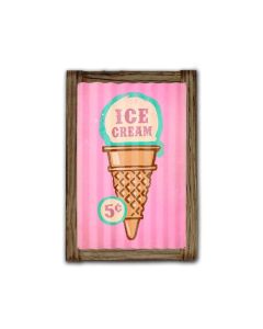 Ice Cream Corrugated Framed, Food and Drink, Corrugated Rustic Barn Wood Sign, 16 X 24 Inches