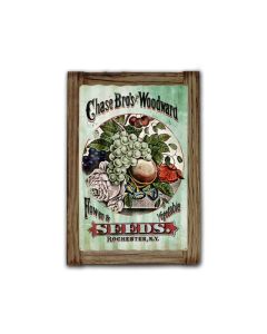 Chase Brothers Seeds Corrugated Framed, Food and Drink, Corrugated Rustic Barn Wood Sign, 16 X 24 Inches