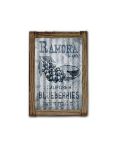 Ramona Blueberries Corrugated Framed, Food and Drink, Corrugated Rustic Barn Wood Sign, 16 X 24 Inches