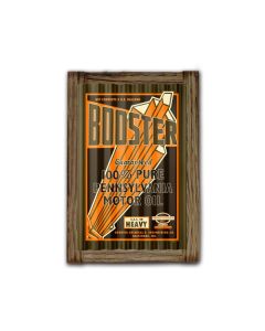 Booster Motor Oil Corrugated Framed, Food and Drink, Corrugated Rustic Barn Wood Sign, 16 X 24 Inches