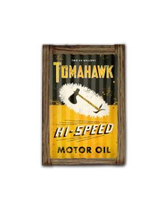 Tomahawk Oil Corrugated Framed, Automotive, Corrugated Rustic Barn Wood Sign, 16 X 24 Inches