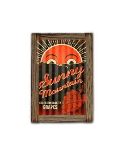 Sunny Mountain Grapes Corrugated Framed, Food and Drink, Corrugated Rustic Barn Wood Sign, 16 X 24 Inches