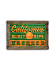 California Oranges Corrugated Framed, Food and Drink, Corrugated Rustic Barn Wood Sign, 24 X 16 Inches