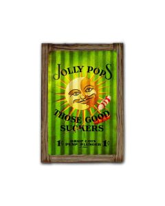 Jolly Pops Corrugated Framed, Food and Drink, Corrugated Rustic Barn Wood Sign, 16 X 24 Inches