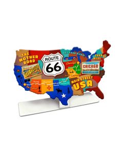 Route 66 USA Road Map Topper, Patriotic, Table Topper, 9 X 6 Inches