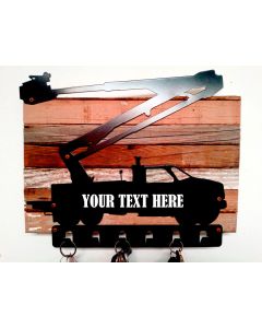 Personalized Bucket Truck Key Holder W/ Wood Back, Transportation, Plasma, 15 X 12 Inches