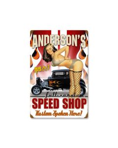 Speed Shop, Personalized, Vintage Metal Sign, 16 X 24 Inches