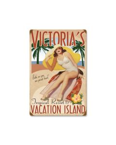 Vacation Island, Personalized, Vintage Metal Sign, 16 X 24 Inches