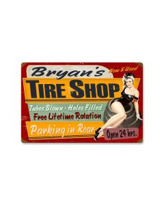 Tire Shop, Personalized, Vintage Metal Sign, 24 X 16 Inches