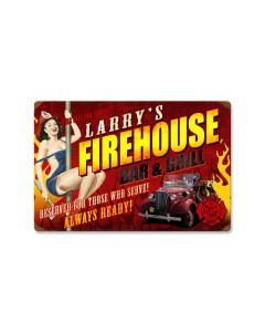 Firehouse Grill, Personalized, Vintage Metal Sign, 24 X 16 Inches