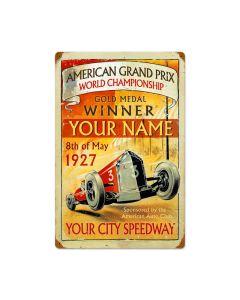 American Grand Prix, Automotive, Vintage Metal Sign, 16 X 24 Inches