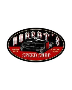 Late Night Speed Shop Personalized, Automotive, Oval Metal Sign, 24 X 14 Inches