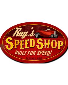 Speed Shop Personalized, Garage-Repair-Oil and Gas, OVAL METAL SIGN , 42 X 30 Inches