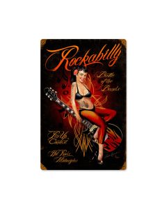 Rockabilly, Pinup Girls, Vintage Metal Sign, 12 X 18 Inches