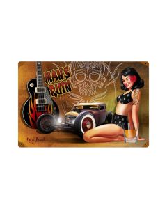 Mans Ruin, Pinup Girls, Vintage Metal Sign, 18 X 12 Inches