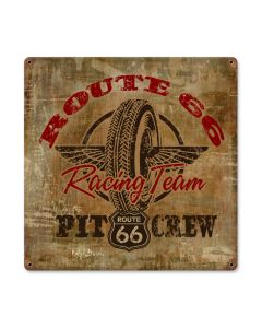 Route 66 Racing, Automotive, Vintage Metal Sign, 12 X 12 Inches