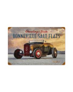 Bonneville Salt Flats, Automotive, Vintage Metal Sign, 18 X 12 Inches