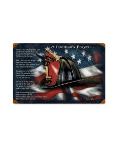 Firemans Prayer, Home and Garden, Vintage Metal Sign, 18 X 12 Inches