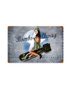 Bombs Away, Pinup Girls, Vintage Metal Sign, 18 X 12 Inches