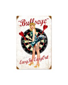 Bullseye, Pinup Girls, Vintage Metal Sign, 12 X 18 Inches
