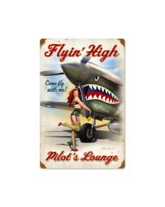 Flying High, Allied Military, Vintage Metal Sign, 12 X 8 Inches