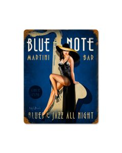 Blue Note Jazz Club, Pinup Girls, Vintage Metal Sign, 12 X 15 Inches