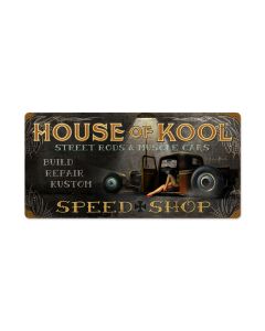 House of Kool, Automotive, Vintage Metal Sign, 24 X 12 Inches