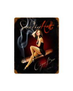 Cigar Bar, Pinup Girls, Vintage Metal Sign, 12 X 15 Inches