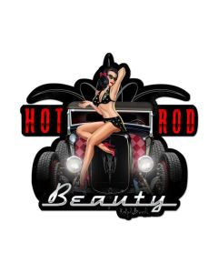 Hot Rod Beauty, Pinup Girls, Custom Metal Shape, 24 X 23 Inches