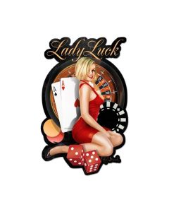 Lady Luck, Pinup Girls, Custom Metal Shape, 16 X 24 Inches