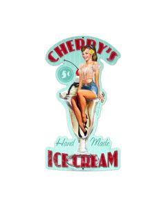 Ice Cream Cherries, Pinup Girls, Custom Metal Shape, 13 X 24 Inches
