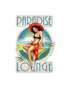 Paradise Lounge, Pinup Girls, Custom Metal Shape, 16 X 24 Inches