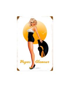 Vegas Glamour, Pinup Girls, Vintage Metal Sign, 12 X 18 Inches