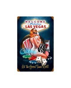 Las Vegas Good Times, Pinup Girls, Vintage Metal Sign, 12 X 18 Inches