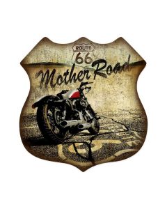 Route 66, Motorcycle, Shield Metal Sign, 15 X 15 Inches