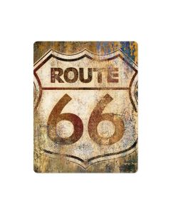 Route 66 Grunge, Motorcycle, Metal Sign, 12 X 15 Inches