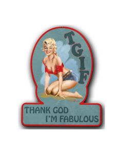TGIF, Pinup Girls, Helmet Metal Sign, 13 X 16 Inches