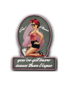 Girl Please, Pinup Girls, Helmet Metal Sign, 13 X 16 Inches