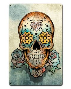 Sugar Skull, Licensed Products/Ralph Burch, SATIN METAL SIGN , 12 X 18 Inches